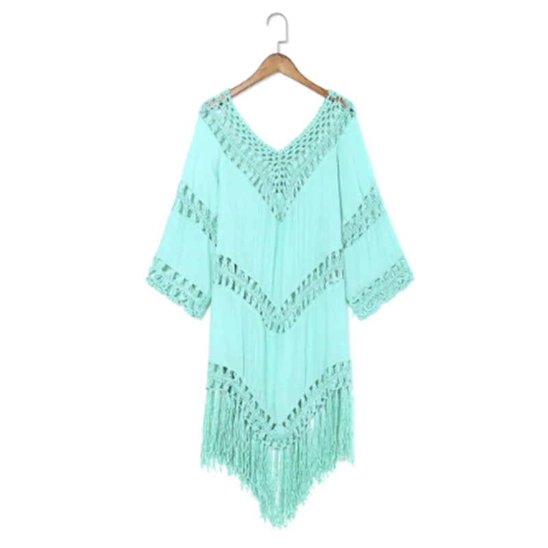 

Sexy Tassel Cover Ups Tunic Swimsuit 2020 Beach Dress Tropical Hollow Out Beachwear Black Backless Summer Swimwear New