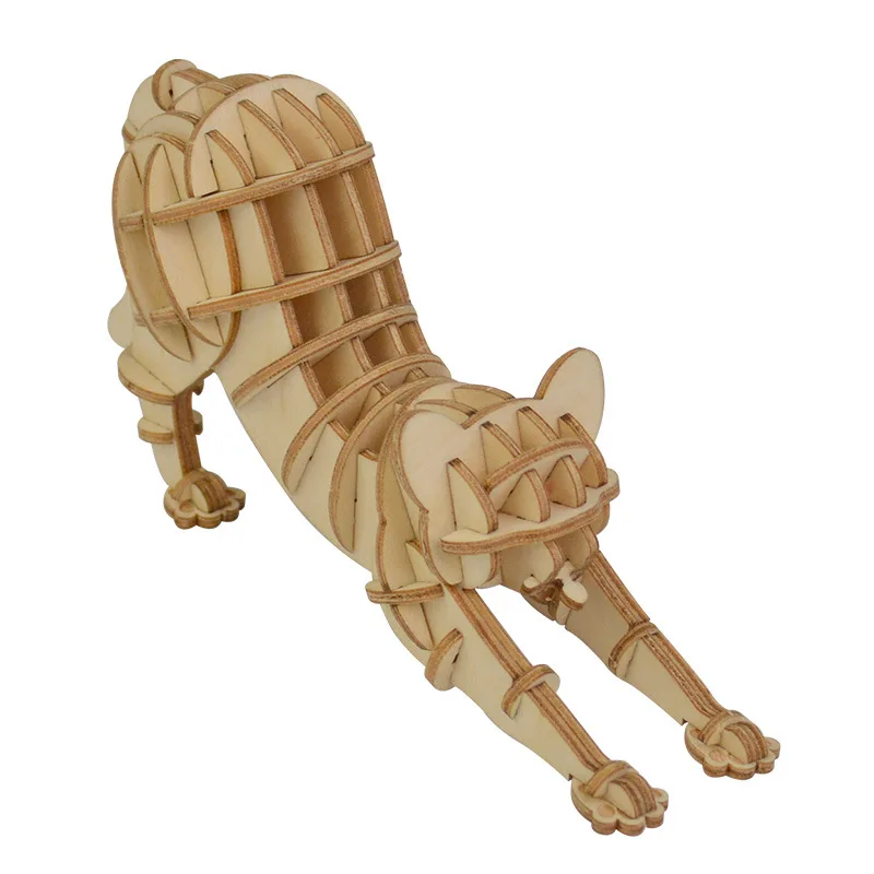 Лазерная резка птицы кошки искусственная кожа 3D деревянная головоломка Сборная