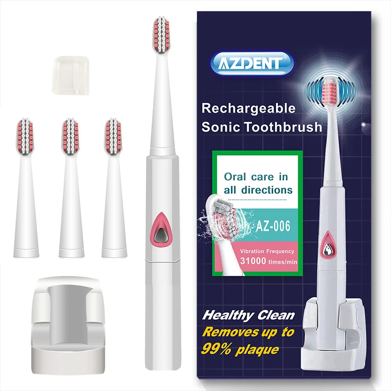 Зубная щетка AZDENT аккумуляторная беспроводная с 4 сменными насадками IPX7|tooth brush|teeth