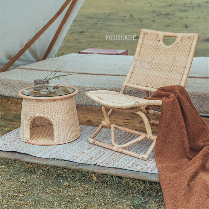 

Real Rattan Living Room Chair Rattan Folding Chair Recliner Backrest Balcony Bedroom Living Room Home Leisure Recliner Chairs