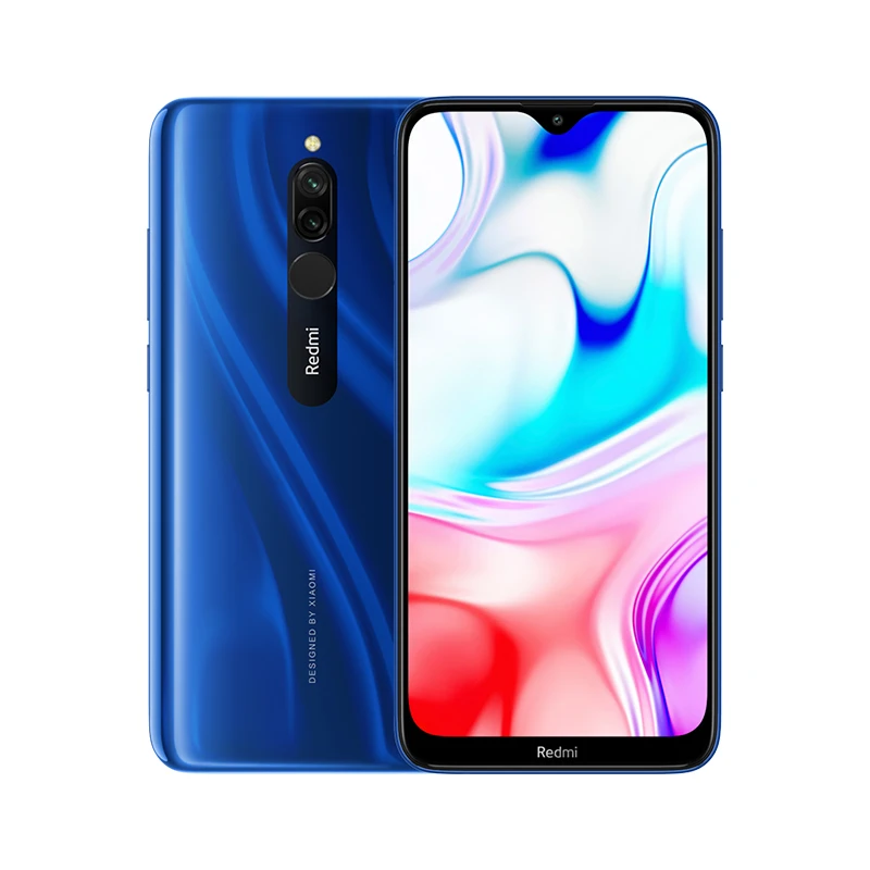 Синий Мобильный телефон Xiaomi Redmi 8, 4 ГБ, 64 ГБ, глобальная версия, 5000 мА/ч, большая батарея, 18 Вт, быстрая зарядка, Восьмиядерный процессор Snapdragon 439, камера 12 МП - Цвет: Синий