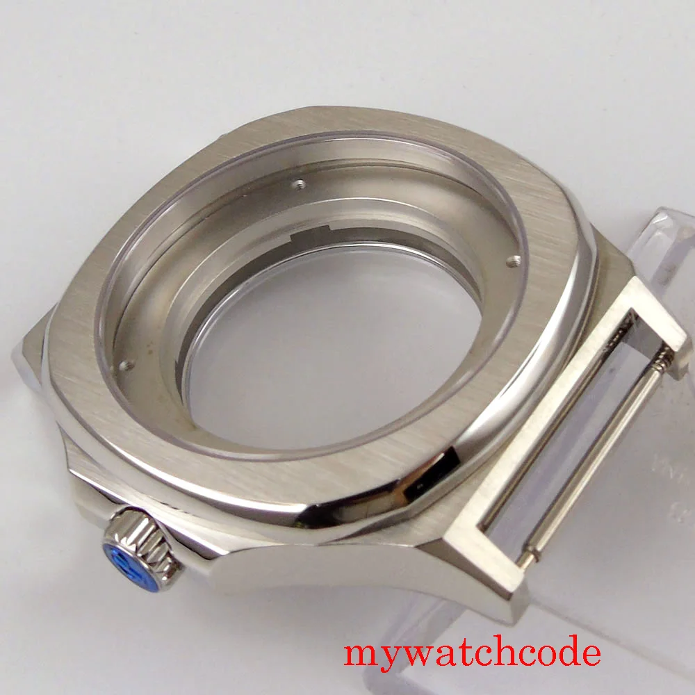 PARNIS 44 мм автоматический мужской квадратный футляр для часов серебристого цвета