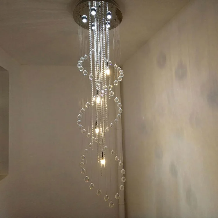 売却 現代のled K9クリスタルシャンデリアランプ高級ホテル階段シャンデリアライト二重階段ledスパイつりランプ照明
