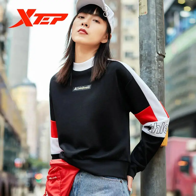 

Xtep Women Sports Hoodies Sweater Mix Color Fashion Women's Breathable Casual Round Neck Hoodies 881328059217
