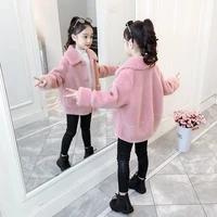 girls babys coat jacket outwear pink solid fur thicken winter plus velvet warm fleece sport cotton outfits%c2%a0childrens clothing
