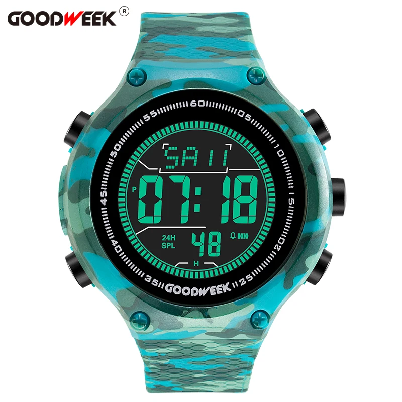 GOODWEEK мужские спортивные часы светодиодные цифровые Аналоговый Стиль милитари