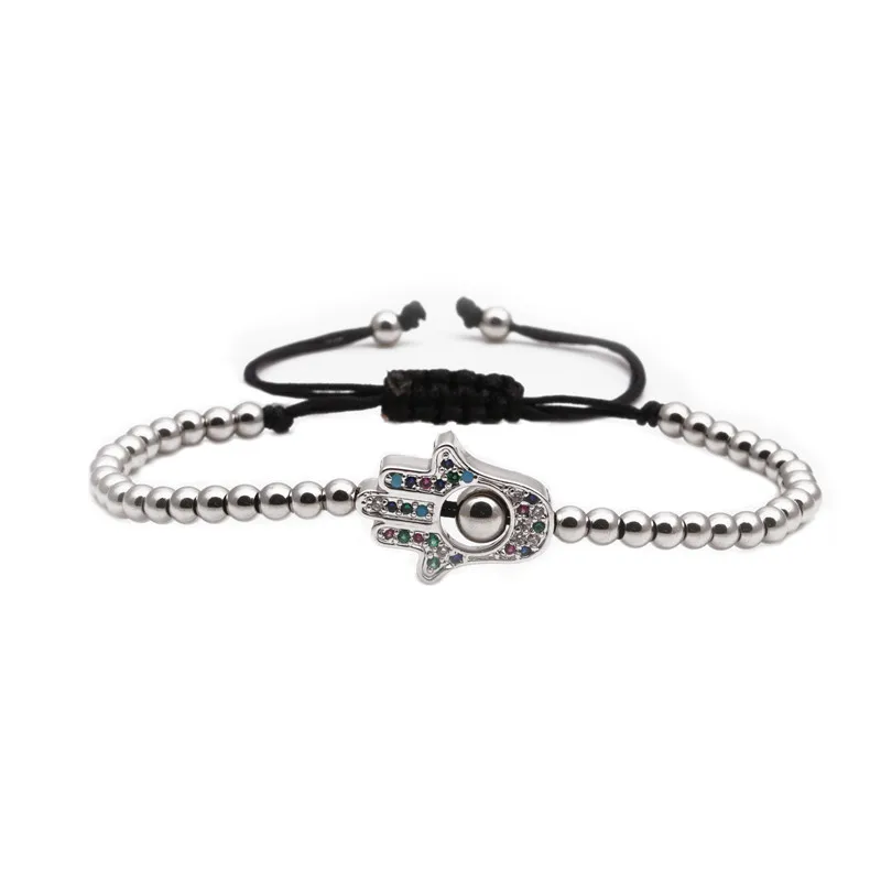 

MOFLO Colorful Crystal Rhinestone Palm Bracelet Adjustable Micro CZ Pave Evils Eye Bracelet