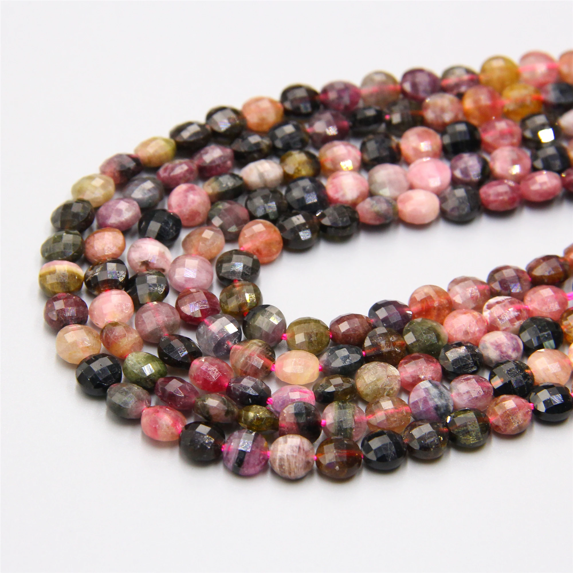 Натуральный турмалин ограненные Агаты монета Форма круглые бусины мульти