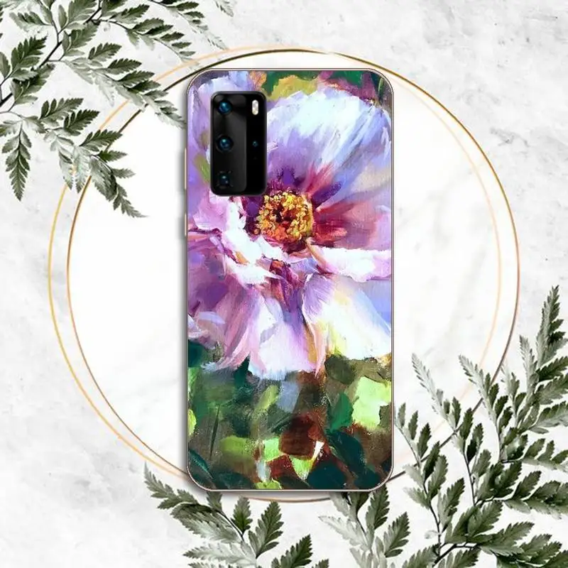 

Emboss Vintage oil paint Phone Case Transparent for huawei P 40 30 20 lite pro smart 2019 honor 8X 10i 10 cover
