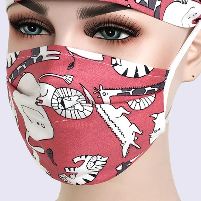 Хирургическая Кепка скраб для мужчин и женщин, кепка для операционной комнаты, кепка для химиотерапии baotou, стоматологическая печать, хлопковая тонкая секция, шапочка для медсестры - Цвет: mask
