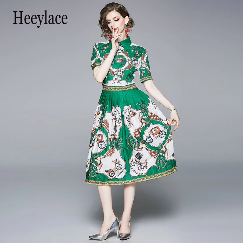 2019 Летняя мода для подиума миди платье женское элегантное с коротким рукавом