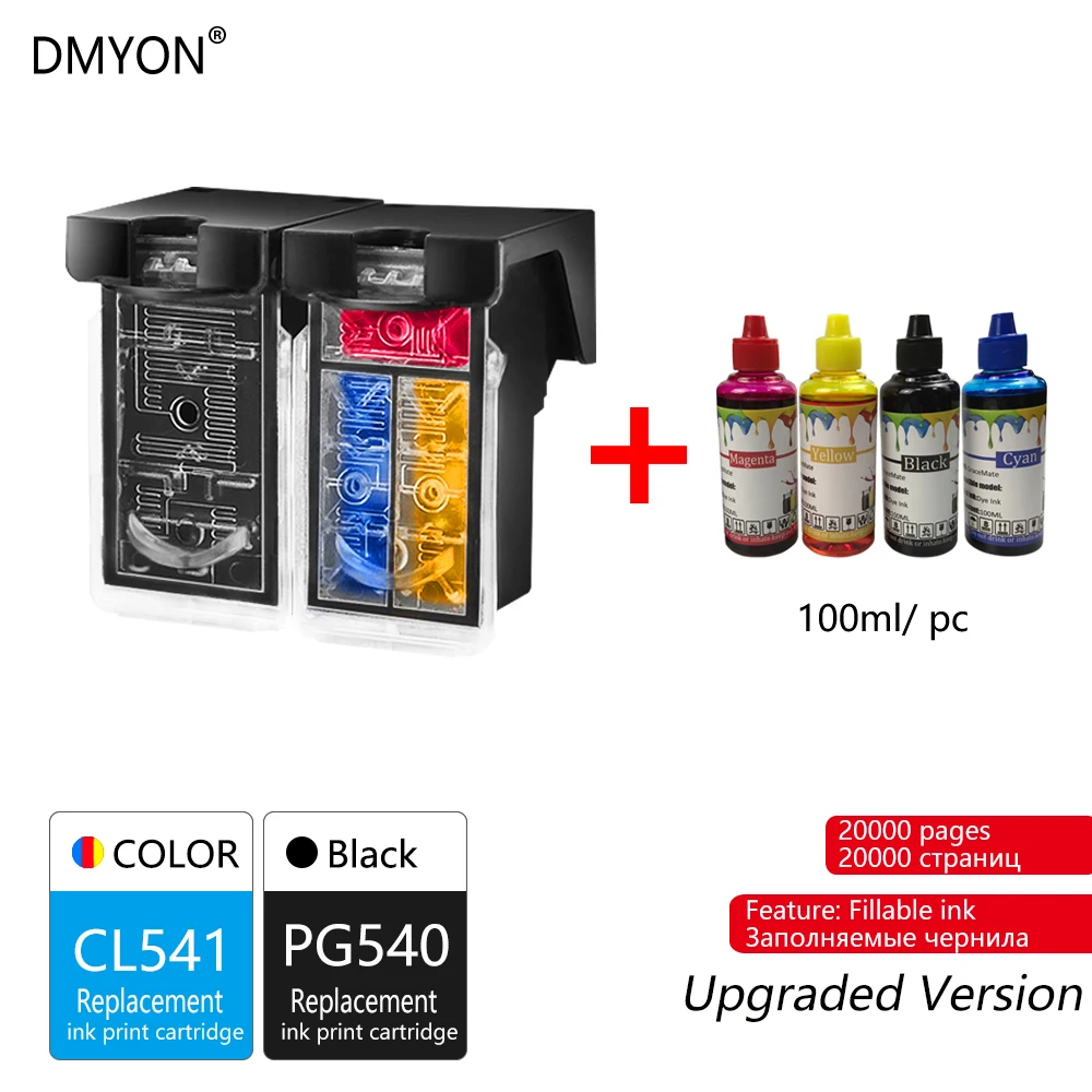 DMYON PG540 CL541 сменный картридж для принтера для Canon 540 541 XL для Canon Pixma MG4250 MG3250 MG3255 MG3550 MG4100 MG4150 принтер - Цвет: Black and Tri-color