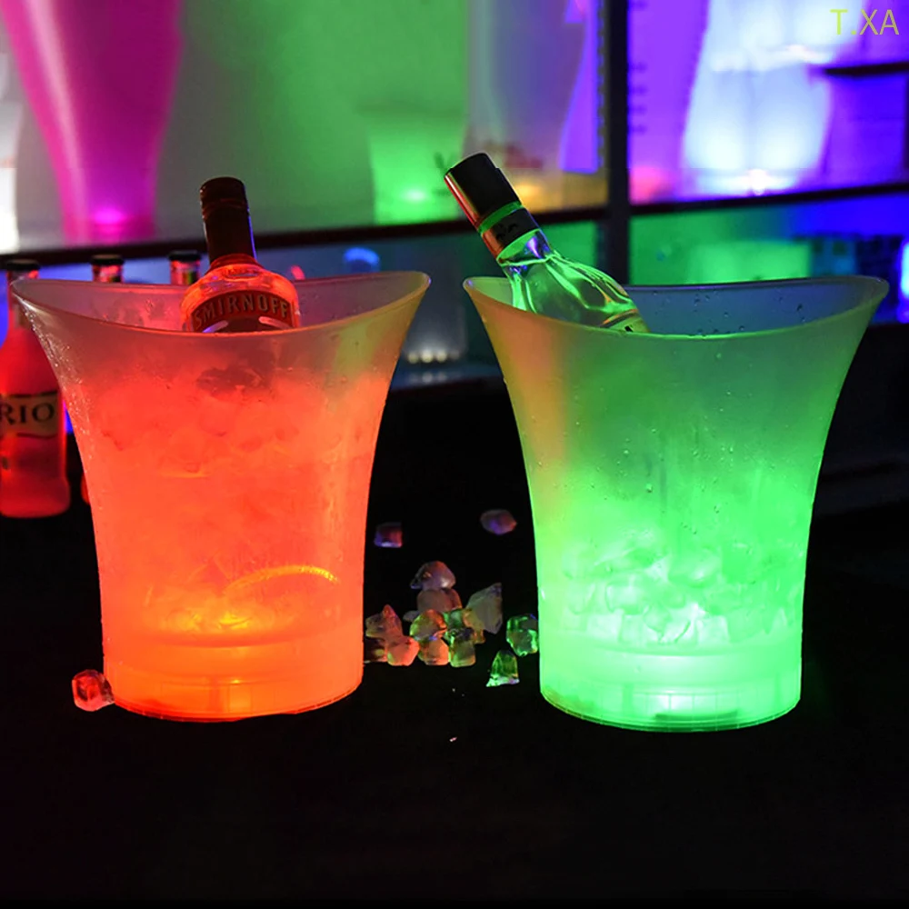 

Bar atmosphere ice bucket waterproof plastic LED bar ice bucket lighting disco champagne whiskey beer bar night party 4 colors5L