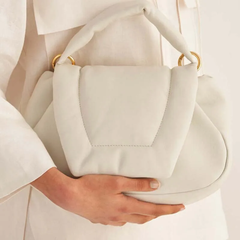 

Женская сумка-мессенджер из мягкого пуха и хлопка, Дизайнерский Модный Роскошный саквояж на плечо в стиле ретро, простая надувная сумочка-т...