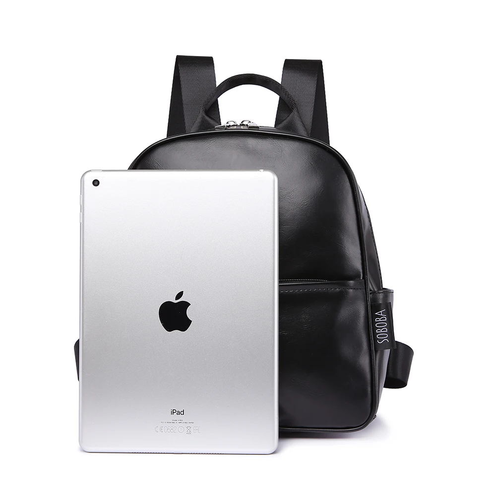 Рюкзак с ремнями для малышей черный из гладкой кожи вместительная сумка детского