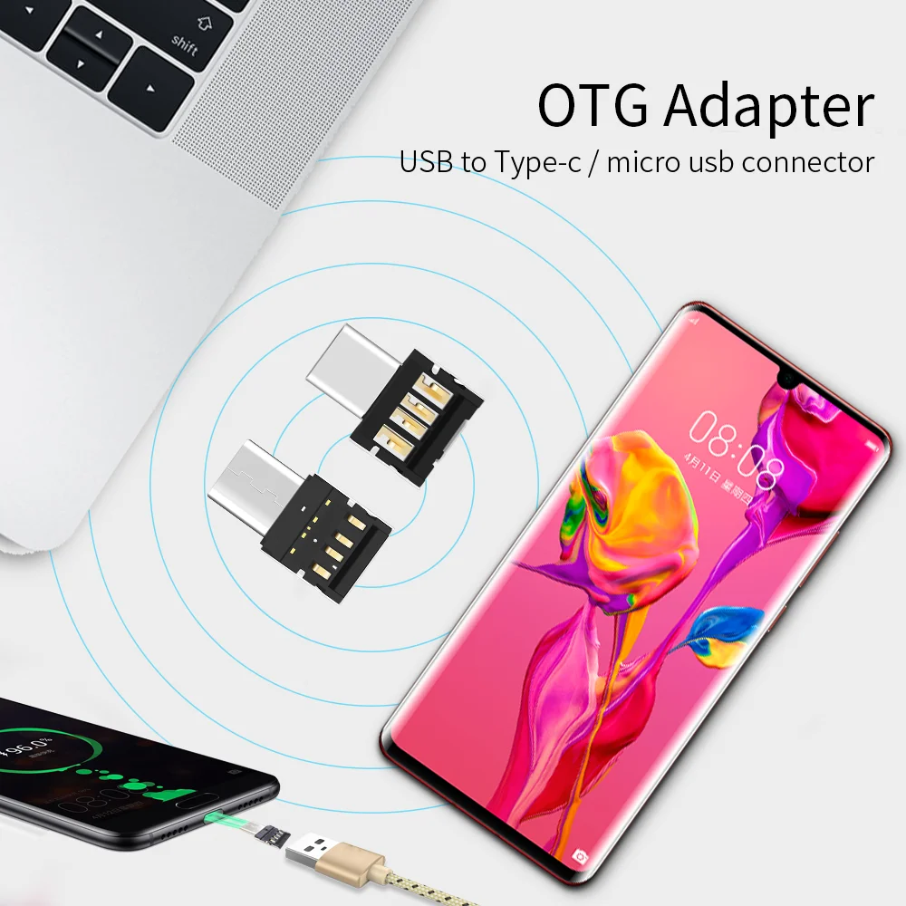 

Адаптер TISHRIC Mini OTG Type C Micro USB для USB-накопителя, зарядный адаптер, конвертер для Macbook/Samsung/Huawei/Honor, аксессуар для телефона