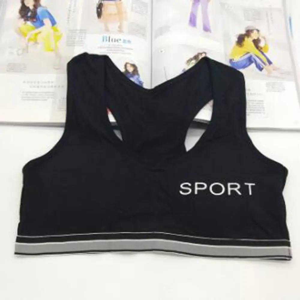 Бюстгальтер для спорта с принтом букв, милые детские трусы, нижнее белье для бега, безшовный топ.