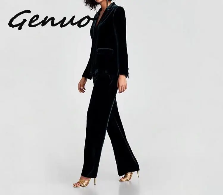 Шикарный темно-зеленый бархатный OL пиджак на одной пуговице женские костюмы с