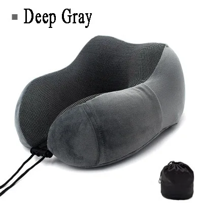 Deep Gray U-образная Подушка с эффектом памяти, u-образная Подушка с логотипом на заказ, Воздушная Магнитная тканевая подушка для путешествий, подушка для шеи - Цвет: Deep Gray