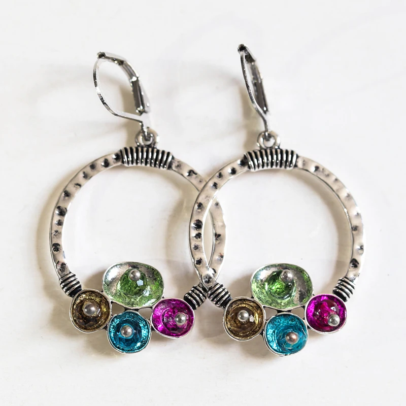 

Vintage Rainbow Big Hollow Circle Hanging Dangle Earrings Ethnic Tribal 2019 Exaggerated Jewelry aretes de mujer Z4D257