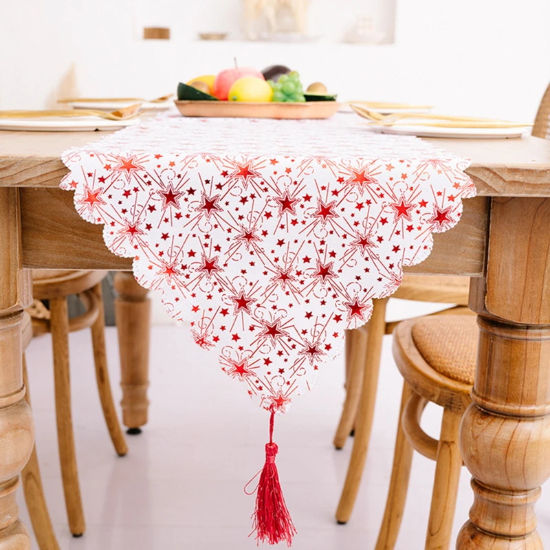 

Christmas Table Runner Linen Table Cloth Table Flag Home Garden Wedding Textile Ornament Festival Party Table Decorations