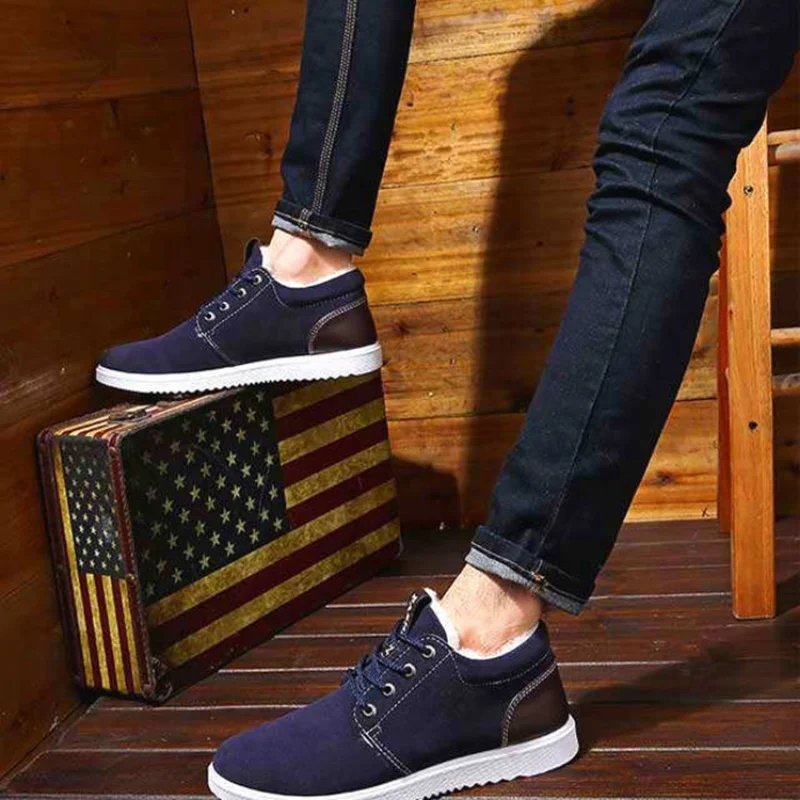 

2021 Early Winter New Concise Style Boots for Male Round Toe Plush Thickening Low Heel Casual Snow Boots Comfortable Non-slip