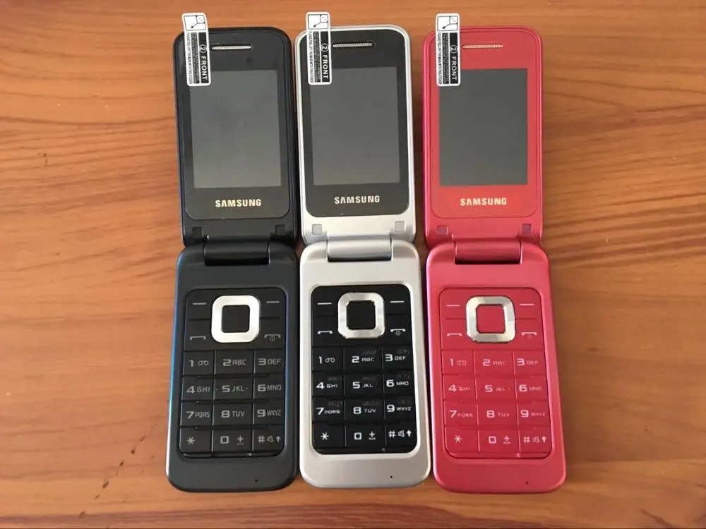 Разблокированный samsung C3520 Флип Мобильный телефон 1.3MP черный/серебристый/розовый цвет 2," Bluetooth Цветочная версия