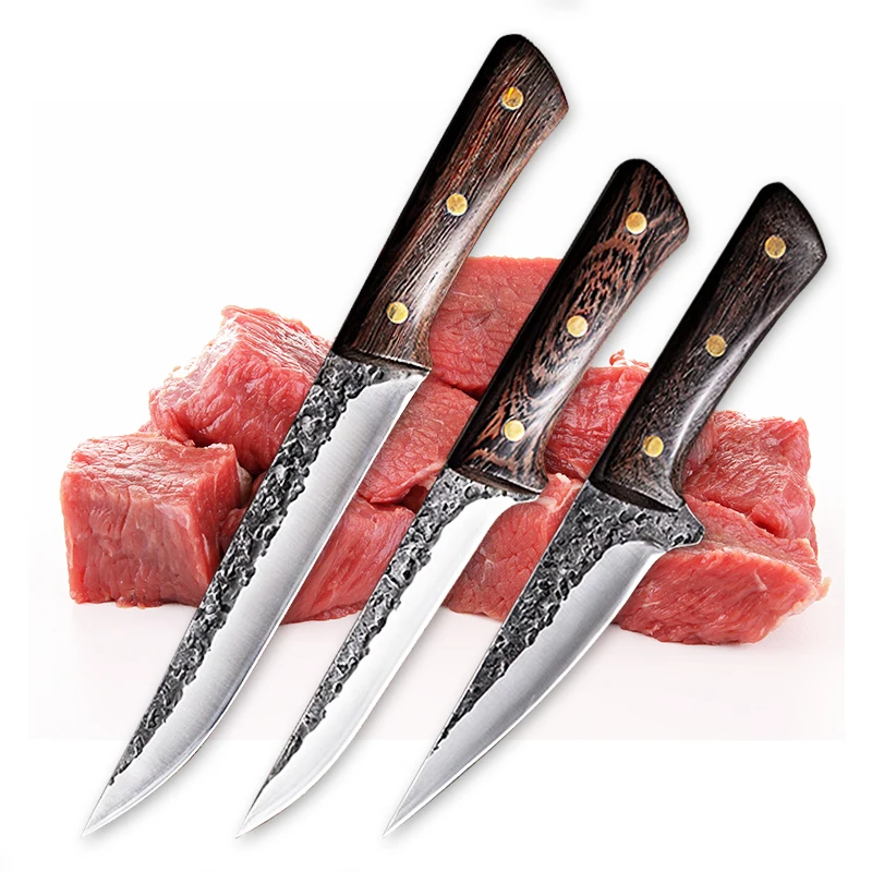 

3pcs Forged Stainless Steel Boning Knife Chef Knife Bone Knife Fruit Fish Vegetable Butcher Meat Cleaver