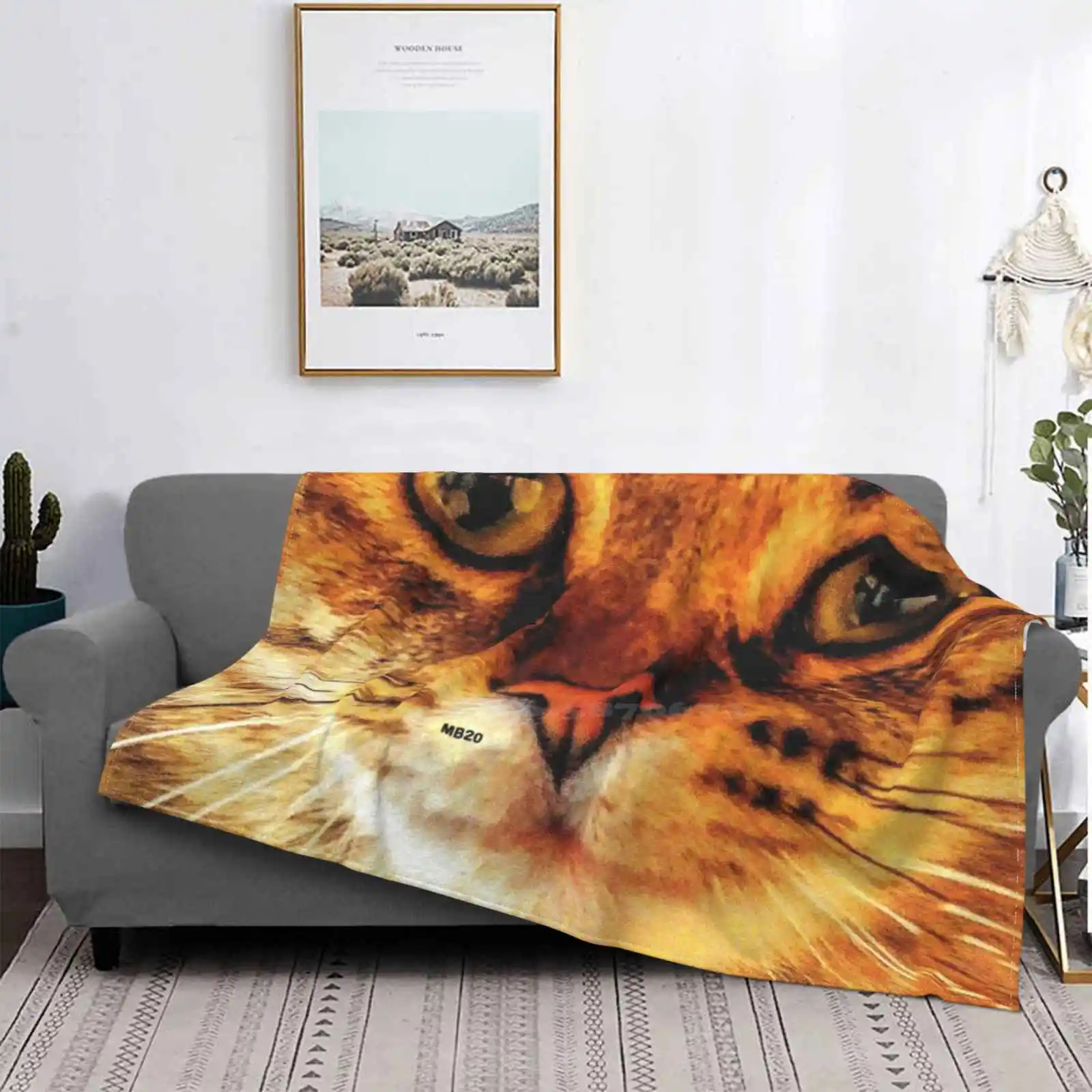 Легкое мягкое фланелевое одеяло в полоску с тигром и котом|Одеяла| |