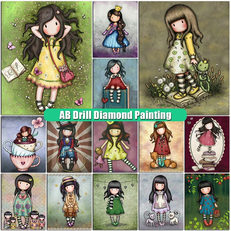 Алмазная живопись 5D AB Мультяшные девушки наборы для вышивки крестиком 3D