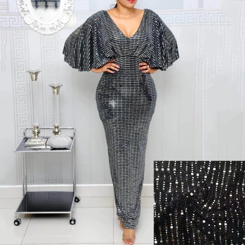 Grey-Square Sequins Summer Sexy Club Luxury Gray Party Women Long Pencil Dresses Tunic High Waist Backless Female Sequin Glitter Evening Maxi Dress - Цвет: Grey-Square Sequins