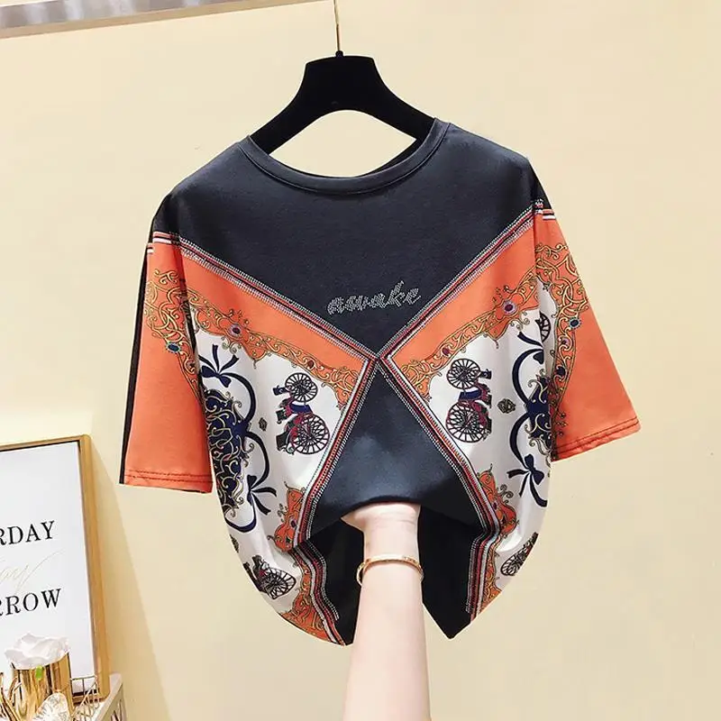 

Fat mm top fashion 2021 summer large versatile short sleeve T-shirt
