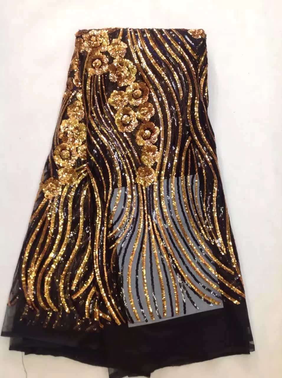 

New African Lace Fabric For Dress Sewing,High Quality French Lace Fabric With Sequins,Fashion Nigerian Wedding Lace Fabric L890