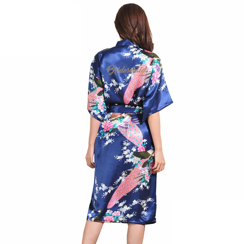 

Spring Women Print Long Robe Pajamas Kimono Bathrobe Nightwear Wedding Long Dressing Gown Sleepwear Bridesmaid Homewear Lingerie