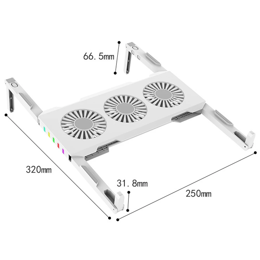 

Notebook Cooler Bracket 3 Fan Rgb Led Laptop Cooling Pad Stand Bracket Foldable Notebook Stand Heat Sink