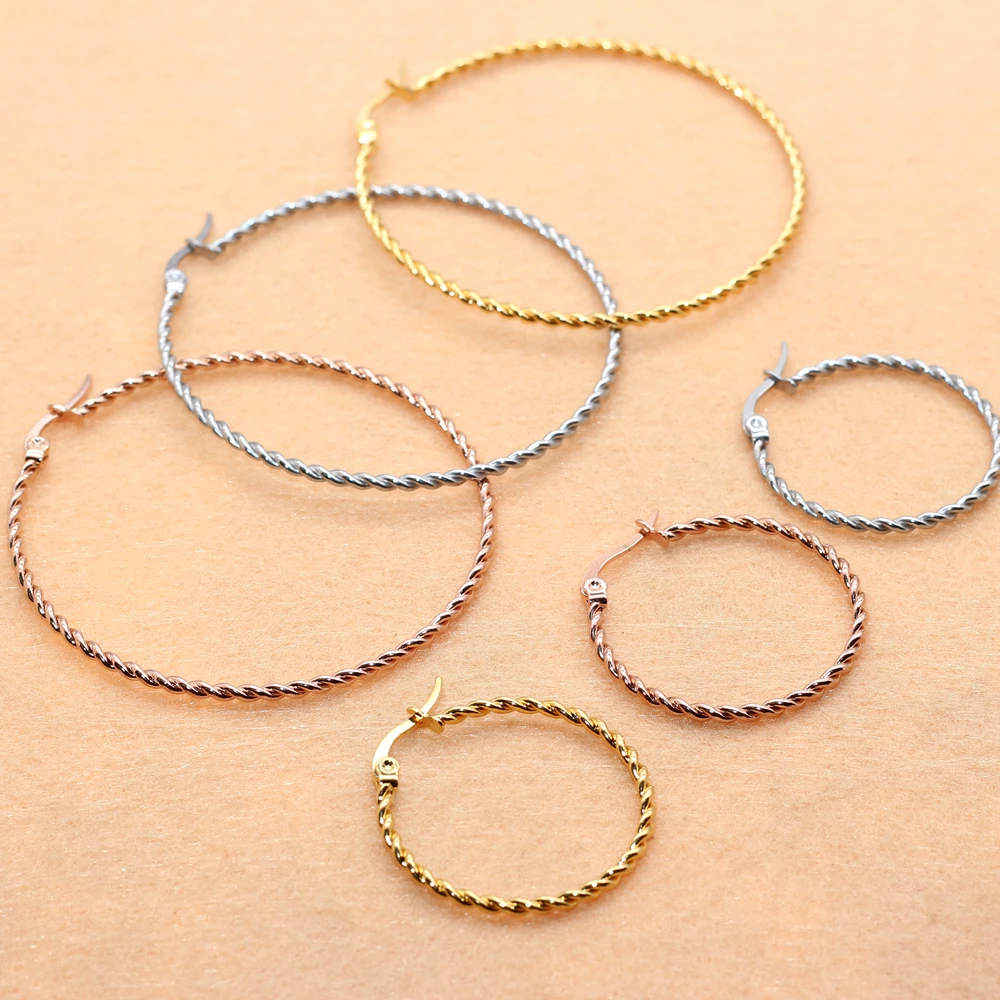 Позолоченные супер маленькие серьги-кольца 25 мм 50 мм нержавеющая сталь 316 L не выцветают без аллергии