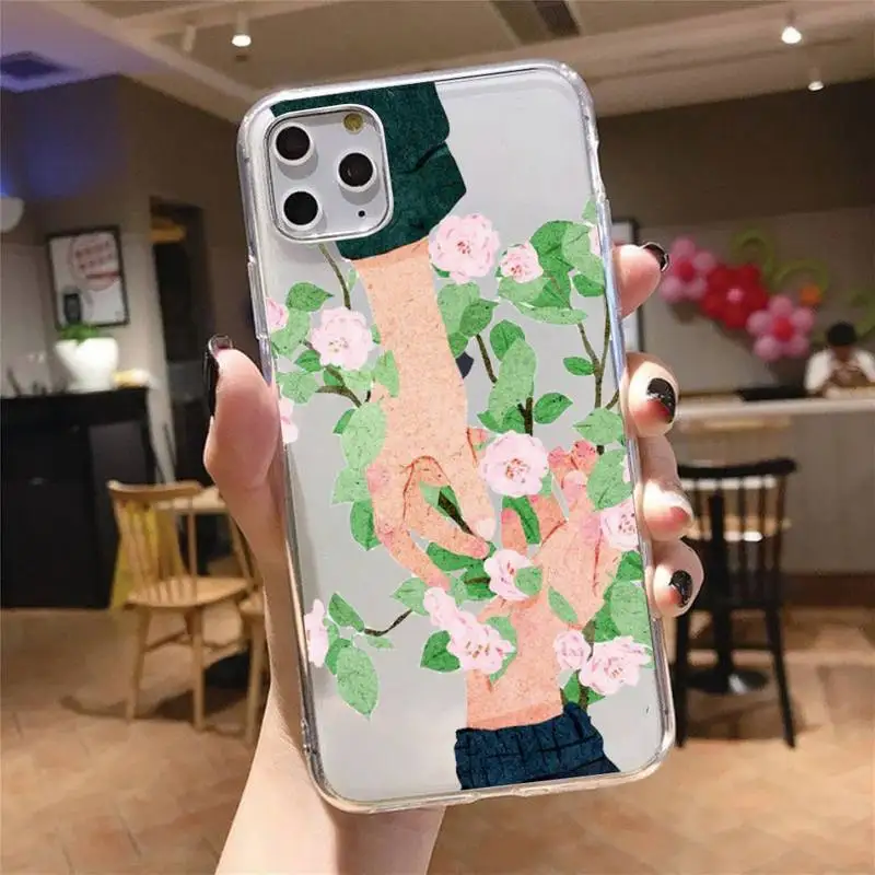 

Fashion hand Hold hands love Phone Case Transparent soft For iphone 5 5s 5c se 6 6s 7 8 11 12 plus mini x xs xr pro max