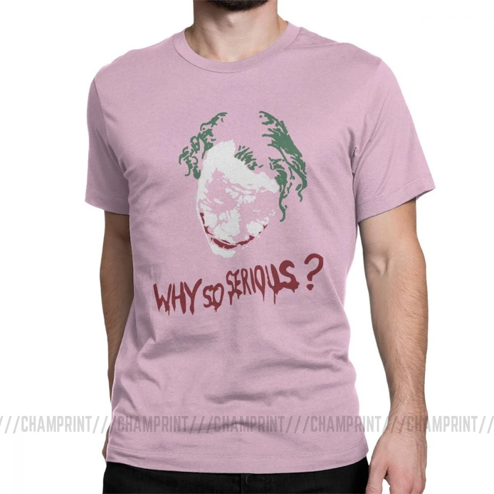 Awesome The Dark Knight Joker Why So Serious футболка отряд самоубийц Мужская футболка Gotham Harajuku футболки уличная одежда с графическим принтом Одежда - Цвет: Розовый