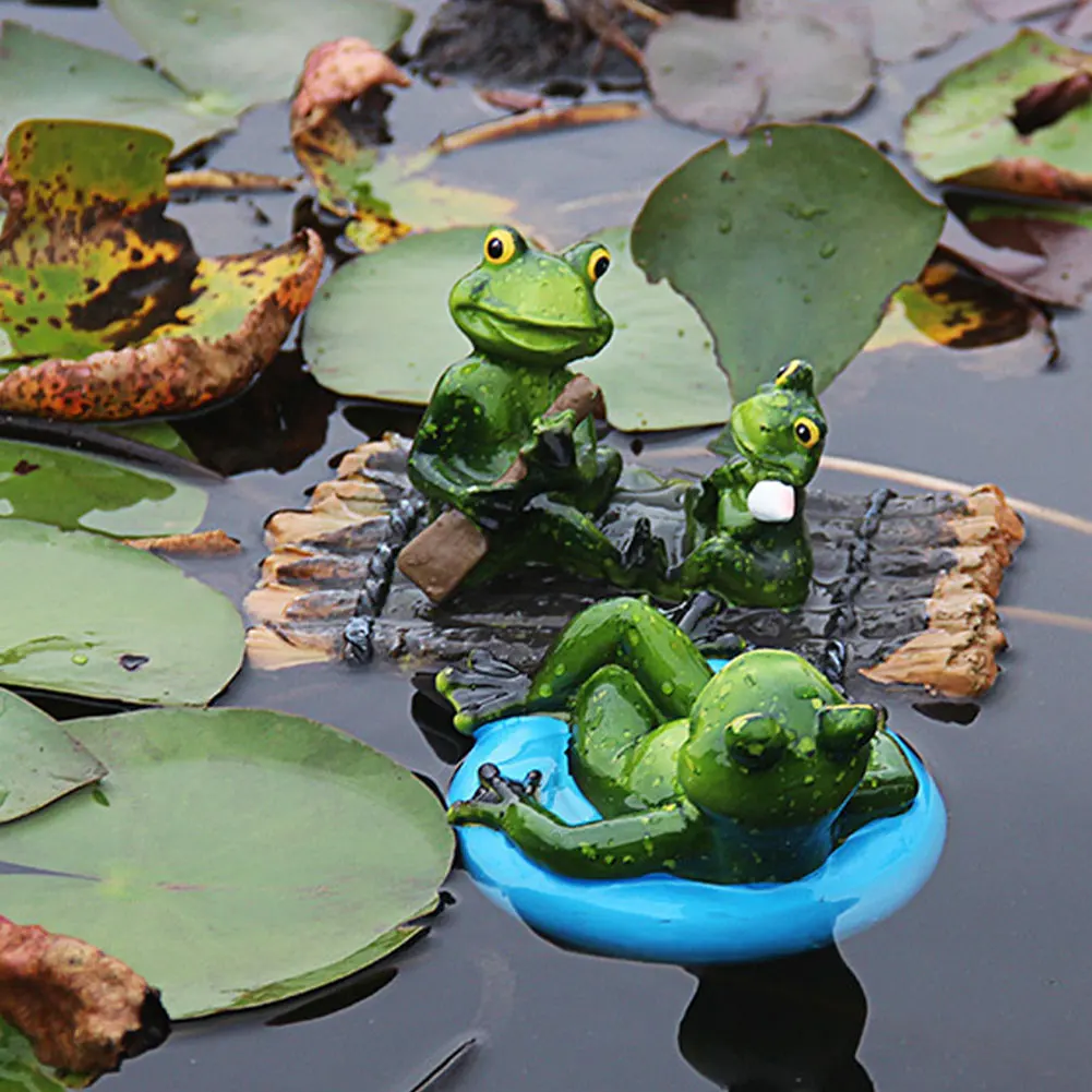 

Kawaii Frog Statue Pond Mini Ornament Animal Sculpture Craft Decoration Raft Frog For Pool Fish Tank Courtyard Garden Outdoor