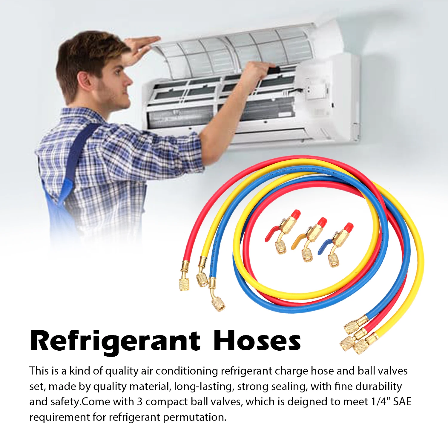 R134A R12 R22 шланг для охлаждения воздуха 1/4 ''SAE Thread 60''/1 524 m длинная