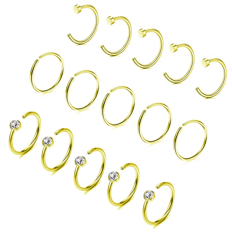 

15PCS/Set Stainless Steel Eyebrow Bar Lip Nose Piercing Ear Studs Navel Nail Colorful Sexy Mix Body Jewelry Fashion Piercing Set