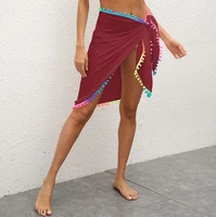2021 beach faldas solid color tassel stitching irregular one piece skirts women summer patchwork bandage vacation female skirt