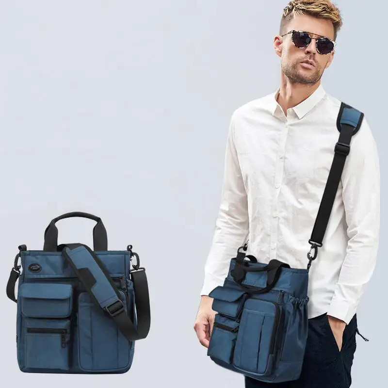 

Men Shoulder Messenger Bag Headphone Plug-in Waterproof Crossbody Bag Nylon Travel Men Handbag Large Storage Work Bags WM865Z