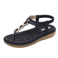 rhinestone elastic band flats sandals women summer shoes plus size 2021 comfortable shoes woman beach sandals flip flops