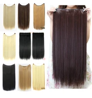 xq straight synthetic 24 inch clip in hair extensions heat resistant wavy hairpiece high temperature fiber false hair
