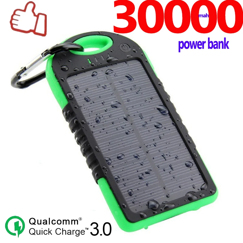 Пауэрбанк на солнечной батарее 30000 мАч 2 USB порта|Внешние аккумуляторы| |
