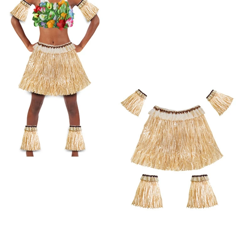 2 комплекта юбка с гавайской травой костюм гибкие дужки длинным рукавом Детские