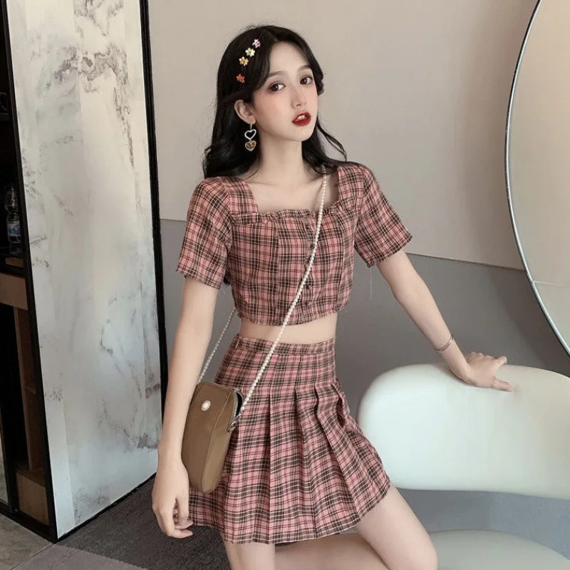 Сладкая соль Интернет популярное платье в клетку из двух предметов Для женщин 2021