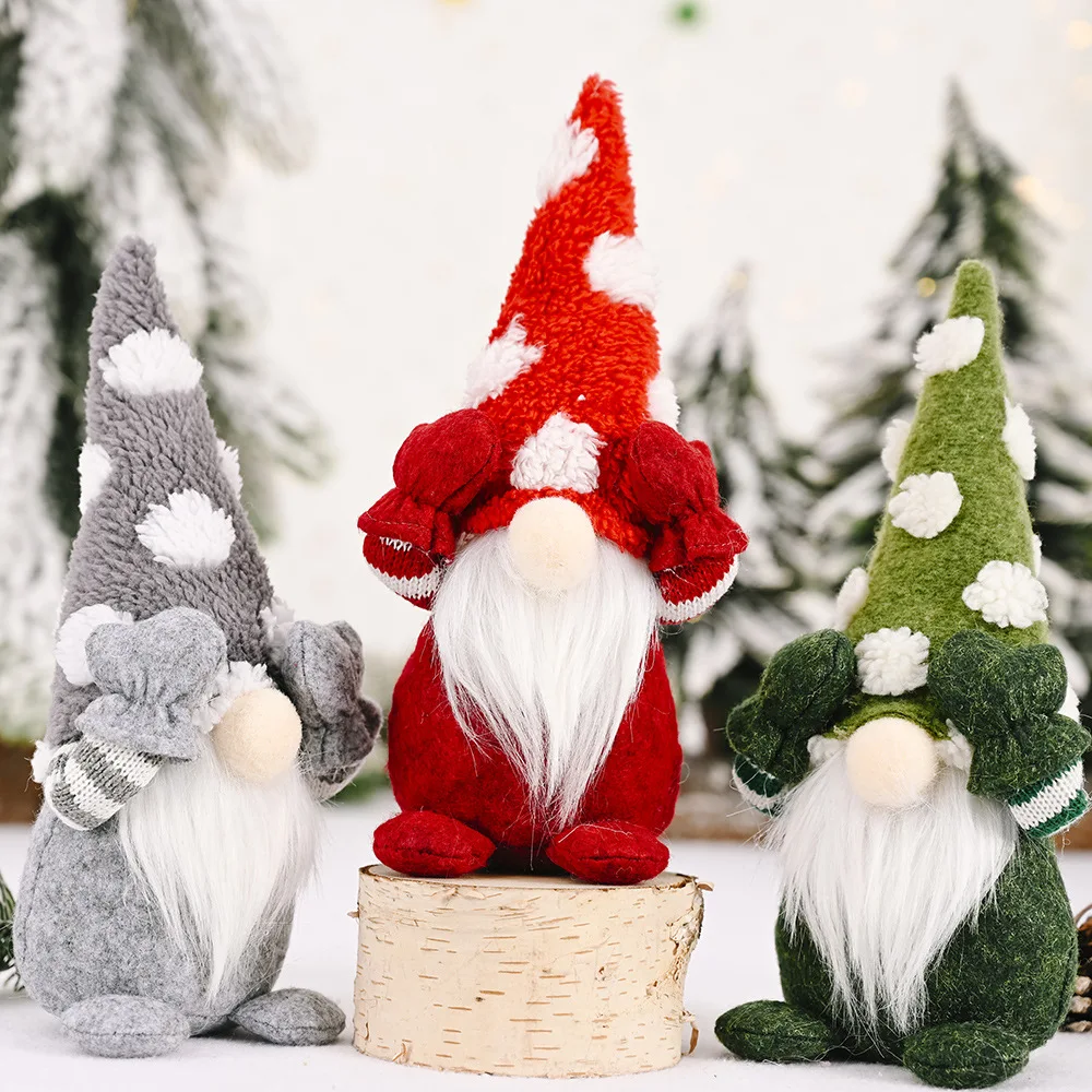 

2pcs Plush Decorations Cloth Products Toy Home Ornaments Doll Gnome Faceless Dwarf Red Christmas Rudolph Forester Dolls