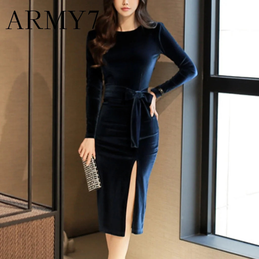 Женское бархатное платье с круглым вырезом элегантное винтажное облегающее до